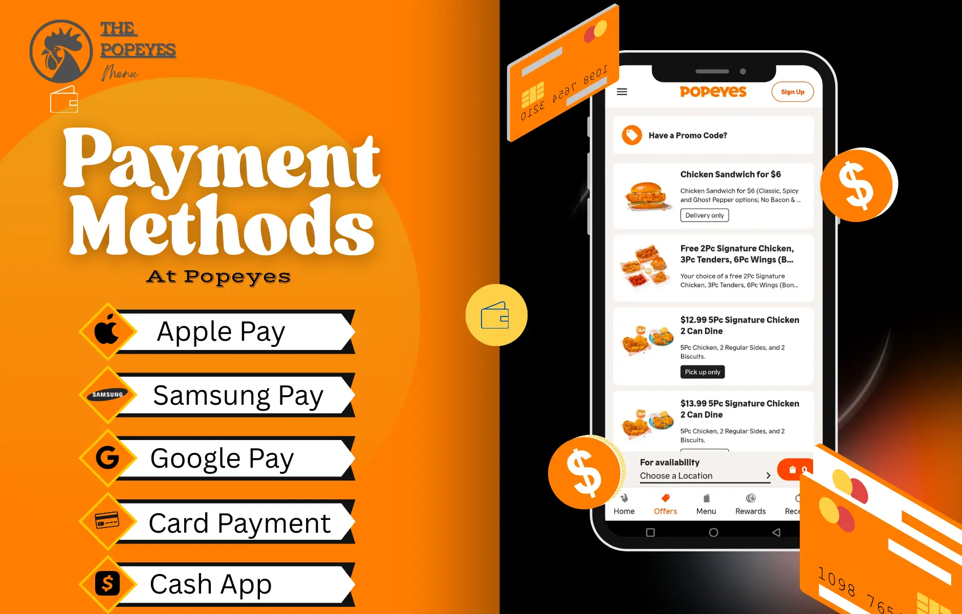 Payment methods at popeyes menu