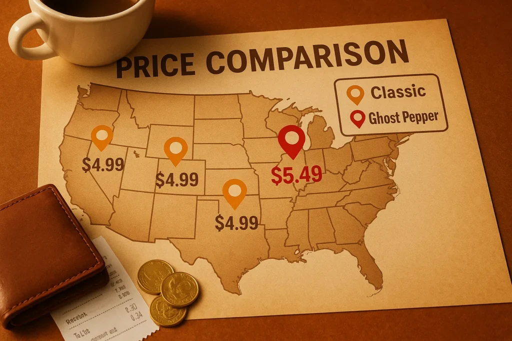 2025 Popeyes chicken sandwich prices across U.S. regions.