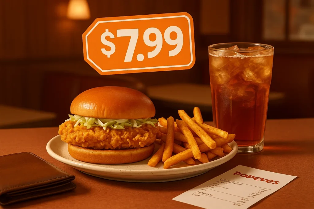 2025 Popeyes fish sandwich combo price visualization.