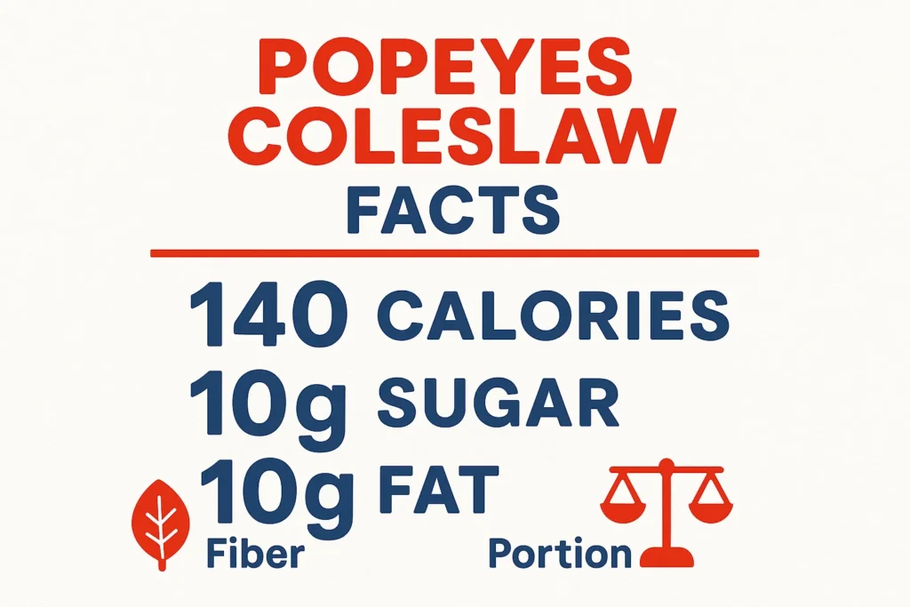 Nutrition facts infographic for Popeyes coleslaw