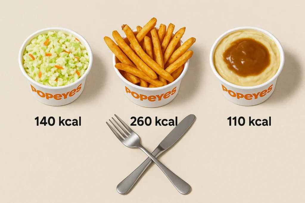 Popeyes coleslaw compared to fries and mashed potatoes