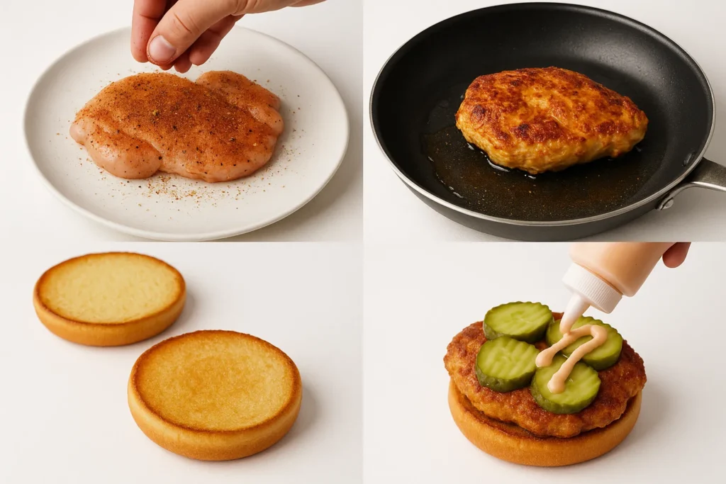 Step-by-step guide to making a homemade Popeyes Blackened Chicken Sandwich.