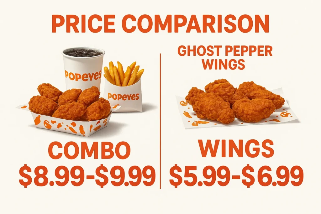Price breakdown of Popeyes Ghost Pepper Wings combo.