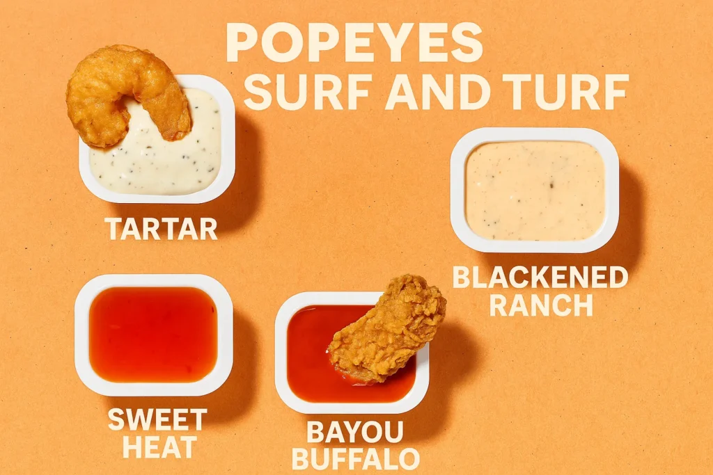Best Popeyes dipping sauces for Surf and Turf.