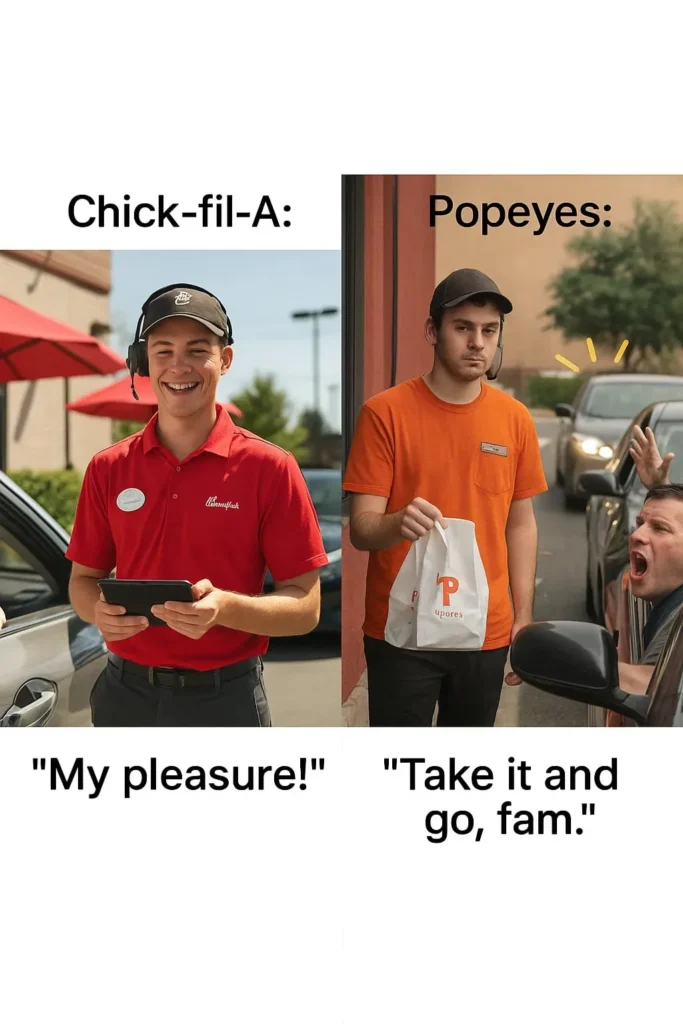 Popeyes vs Chick-fil-A Memes (Customer service)