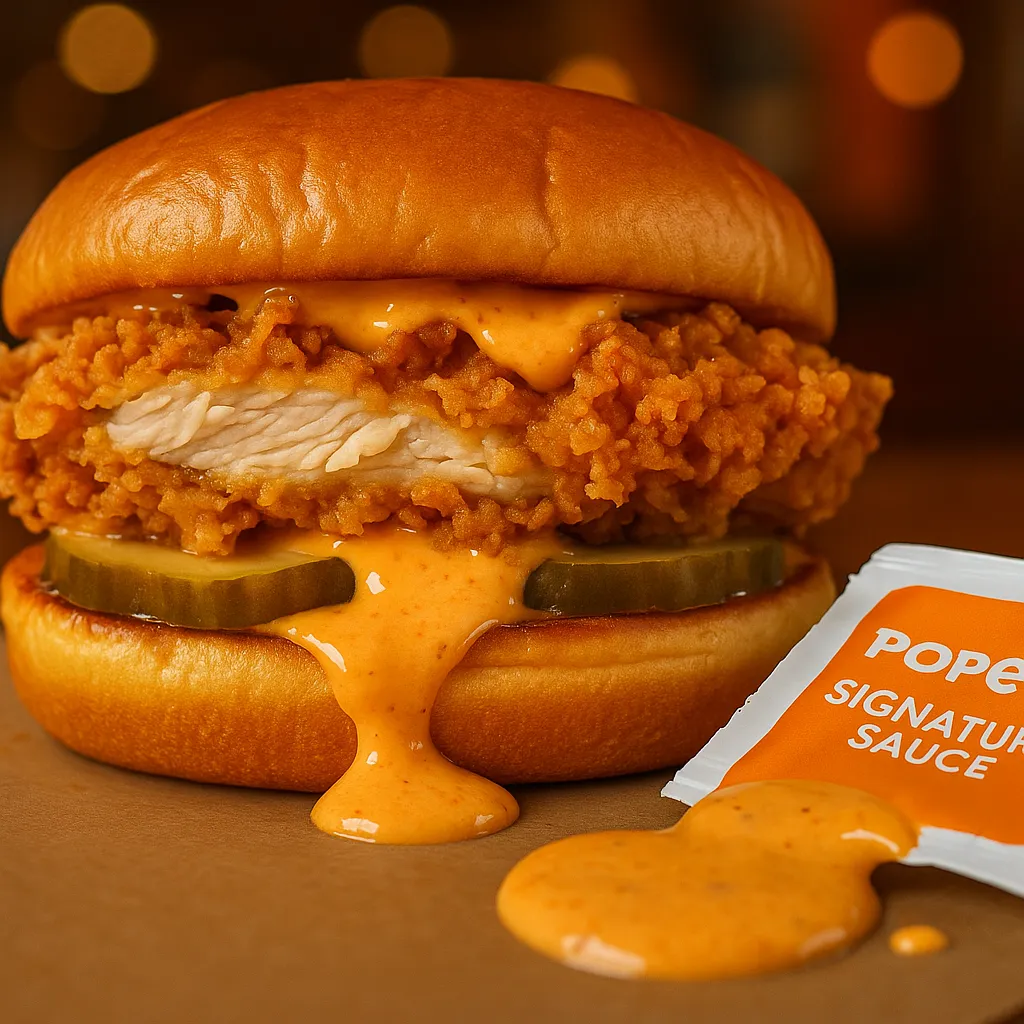 Signature Sauce inside Popeyes Chicken Sandwich
