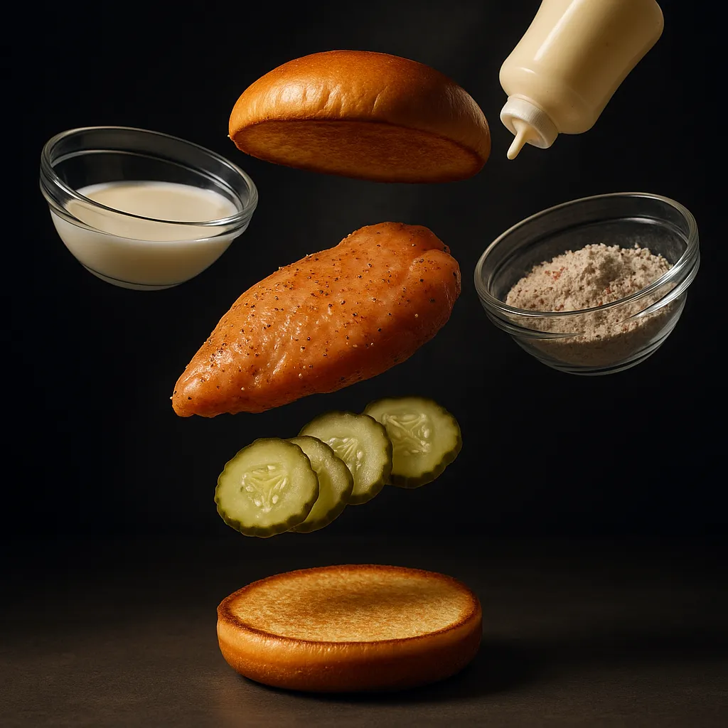 Ingredients breakdown for Popeyes Classic Chicken Sandwich.