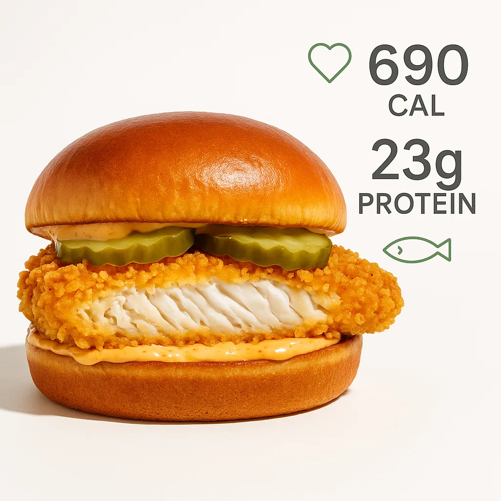 Nutrition facts for Popeyes Spicy Flounder Sandwich.
