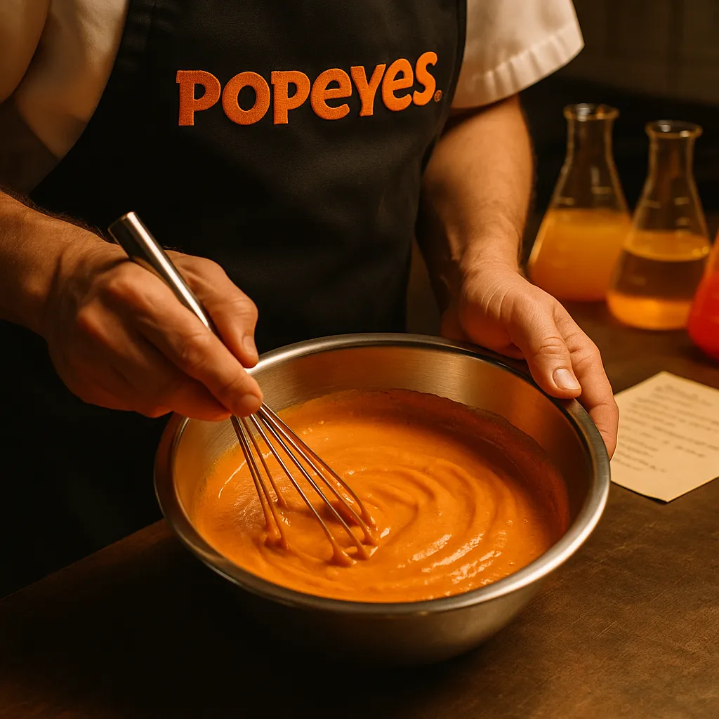 Chef developing Popeyes Signature Sauce in test kitchen