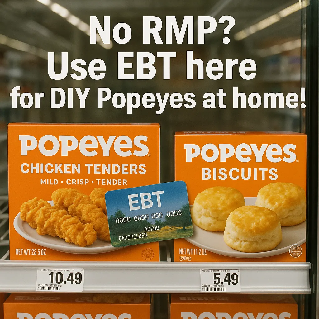 Popeyes frozen foods purchased with EBT at grocery store.