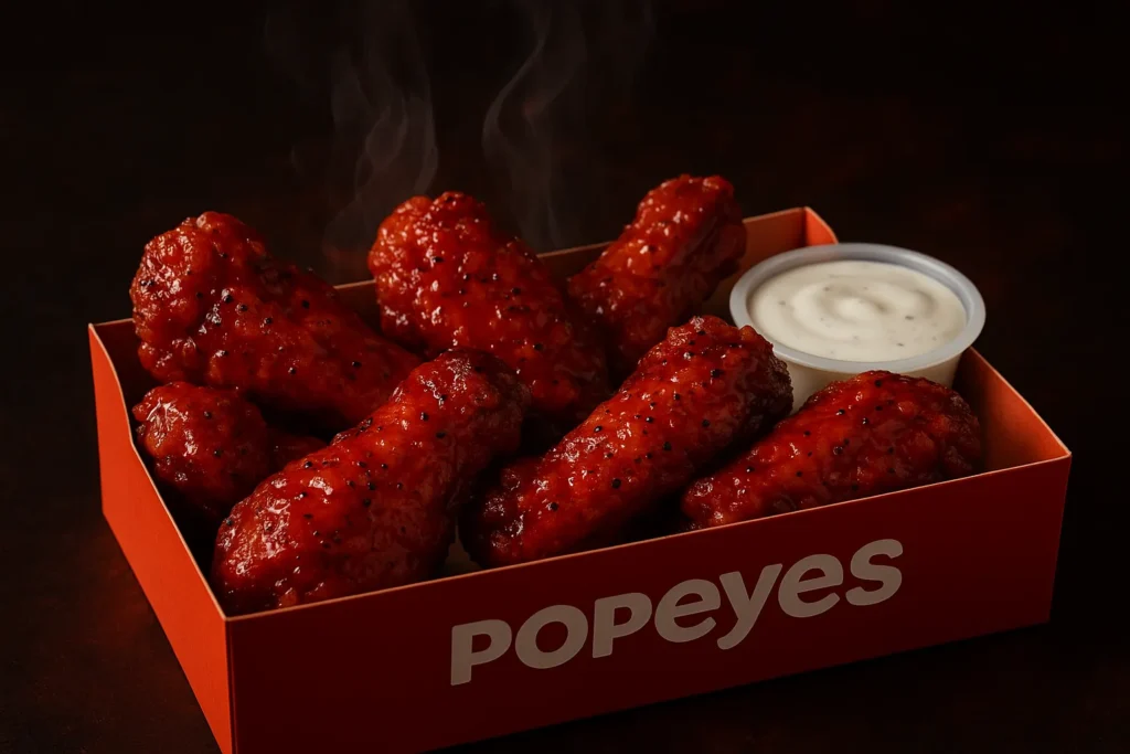 Popeyes Ghost Pepper Wings with spicy glaze.