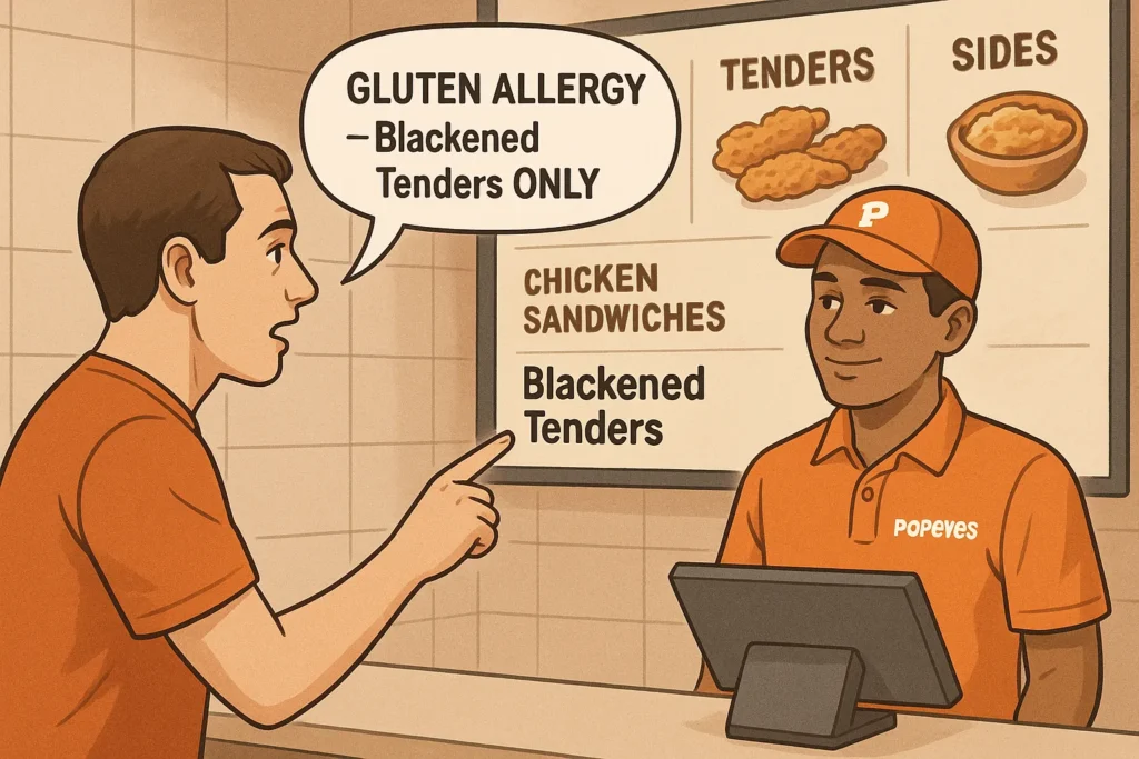Ordering gluten free at Popeyes counter