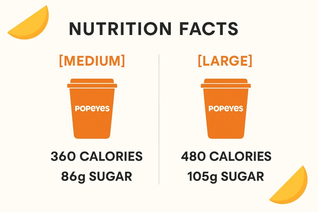 Popeyes Mango Lemonade nutrition facts comparison.