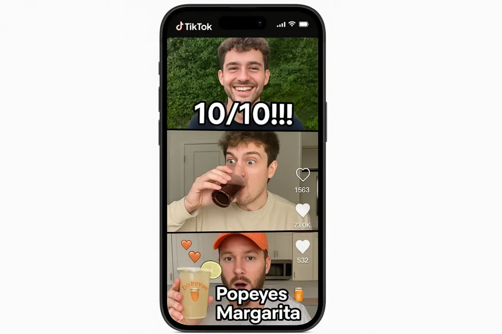 TikTok hype for Popeyes Mango Lemonade reviews.