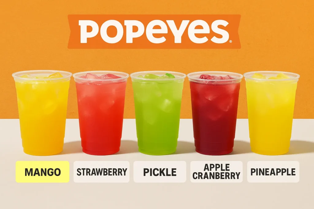 Popeyes mango vs other lemonade flavors comparison.