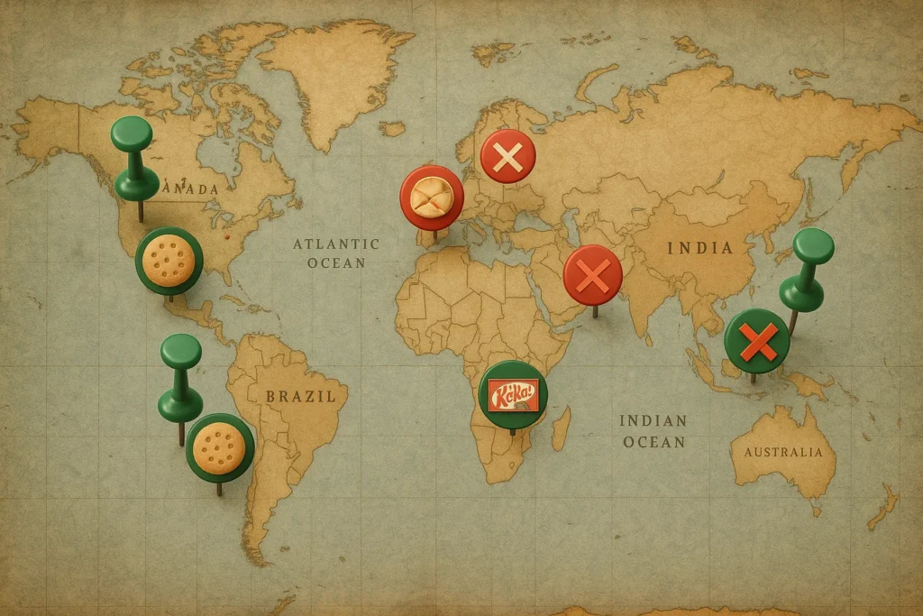 Global availability map of Popeyes biscuits with regional variations