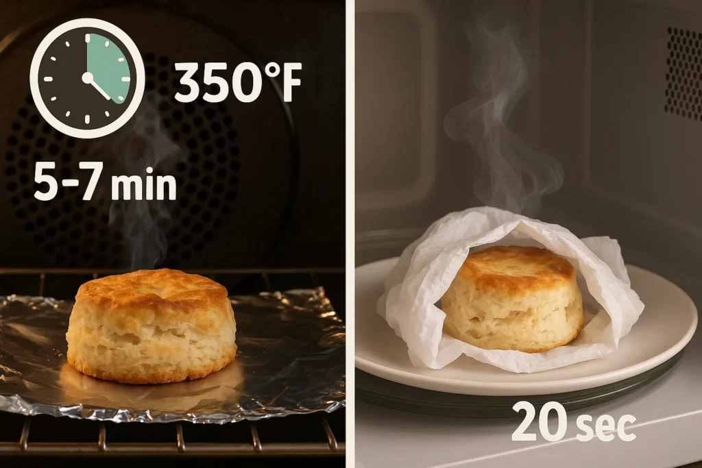 Oven vs microwave methods to reheat Popeyes biscuits