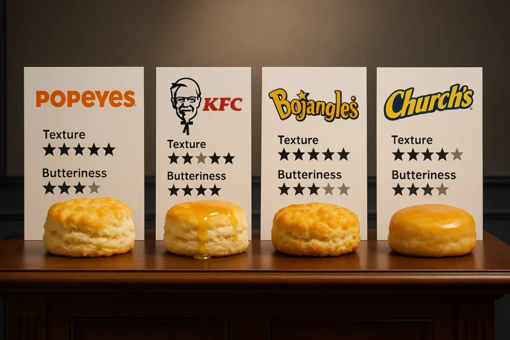 Taste comparison: Popeyes vs KFC vs Bojangles vs Church's biscuits
