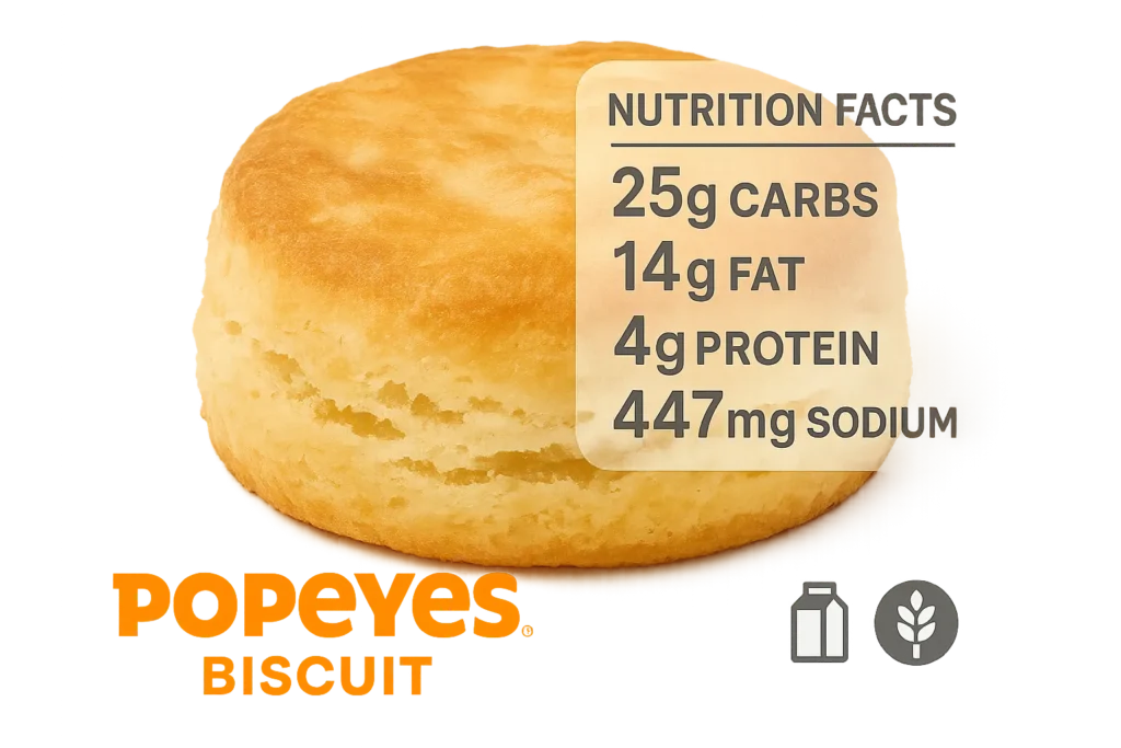 Detailed nutrition facts and allergens for Popeyes buttermilk biscuit