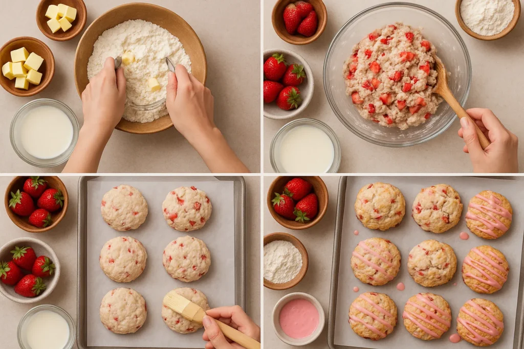 Homemade Popeyes strawberry biscuits recipe steps