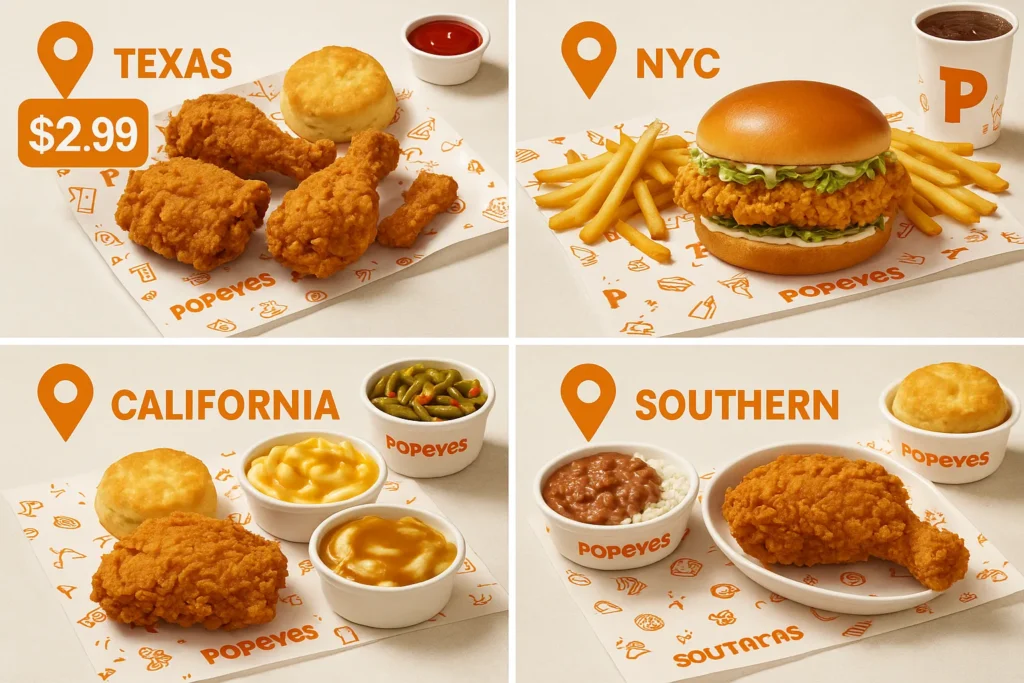 Regional Popeyes specials comparison: Texas, NYC, California, Southern states