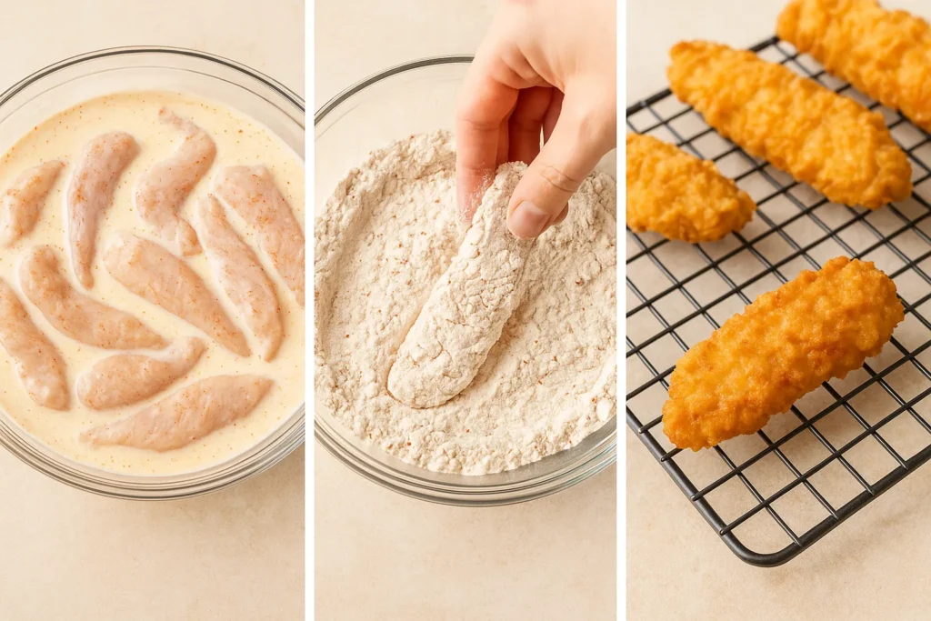 Steps to make homemade copycat Popeyes chicken tenders recipe.