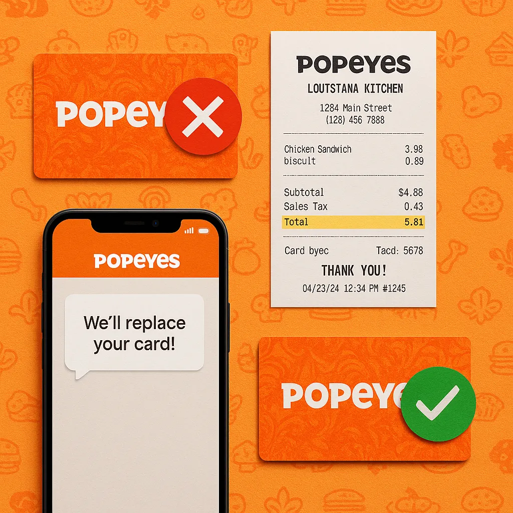 Resolving Popeyes gift card issues with customer support