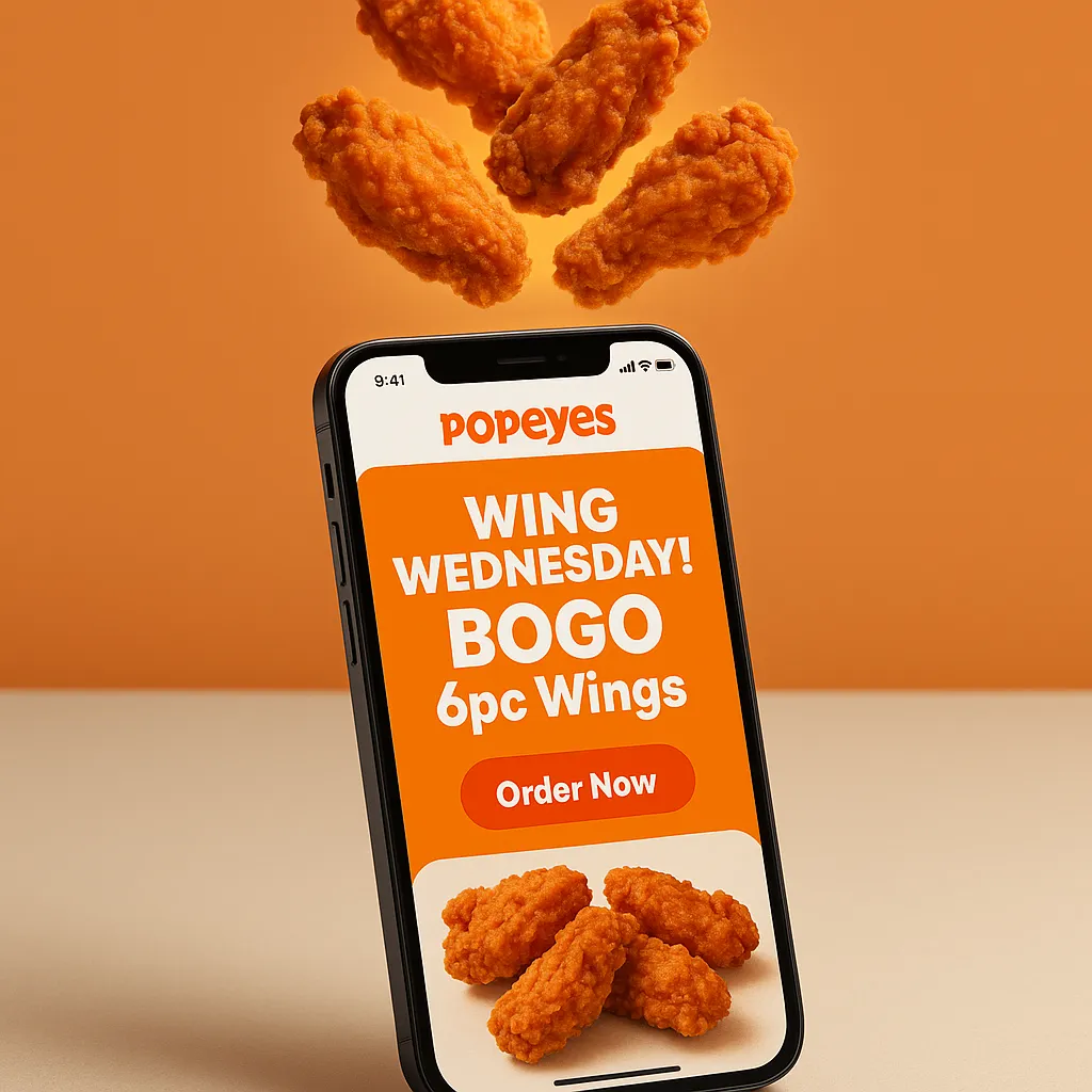 Popeyes app wings deal screenshot.