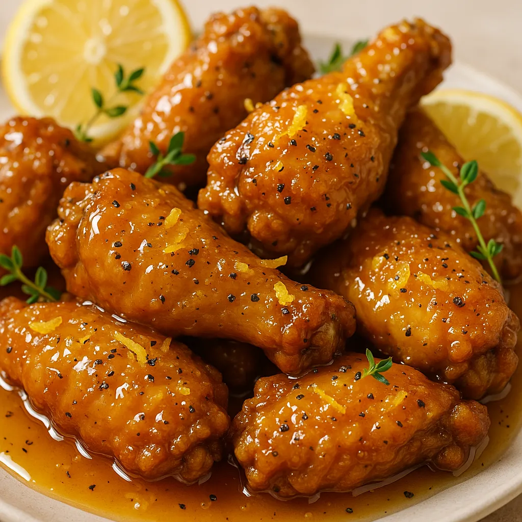Popeyes Honey Lemon Pepper Wings with citrus glaze.