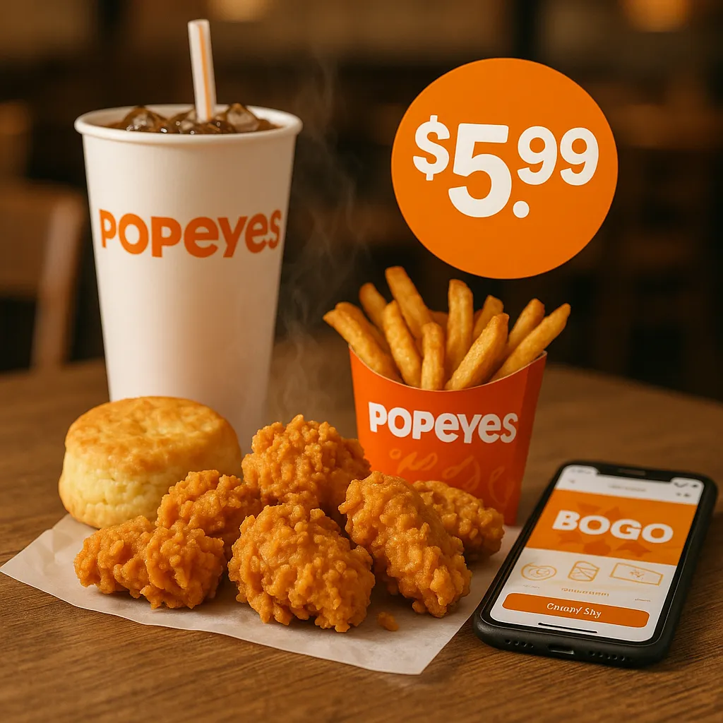 Popeyes 6-piece wings meal with deal.
