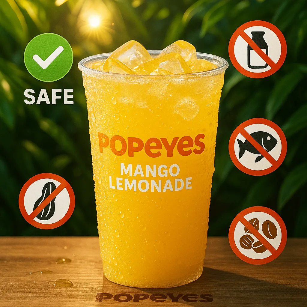 Popeyes Mango Lemonade - allergen-free beverage option