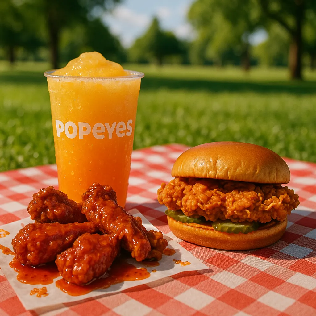 Popeyes Mango Lemonade paired with ghost pepper wings.