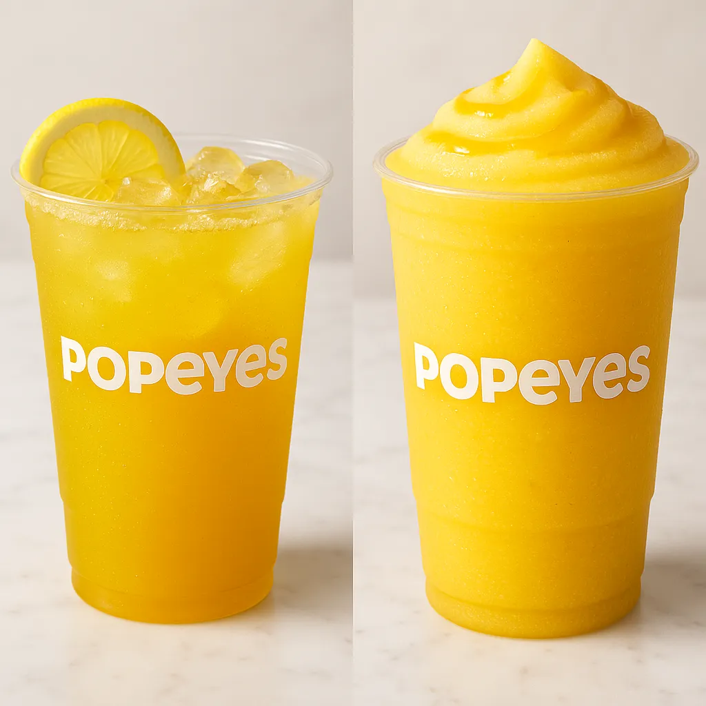 Chilled vs frozen Popeyes Mango Lemonade comparison.