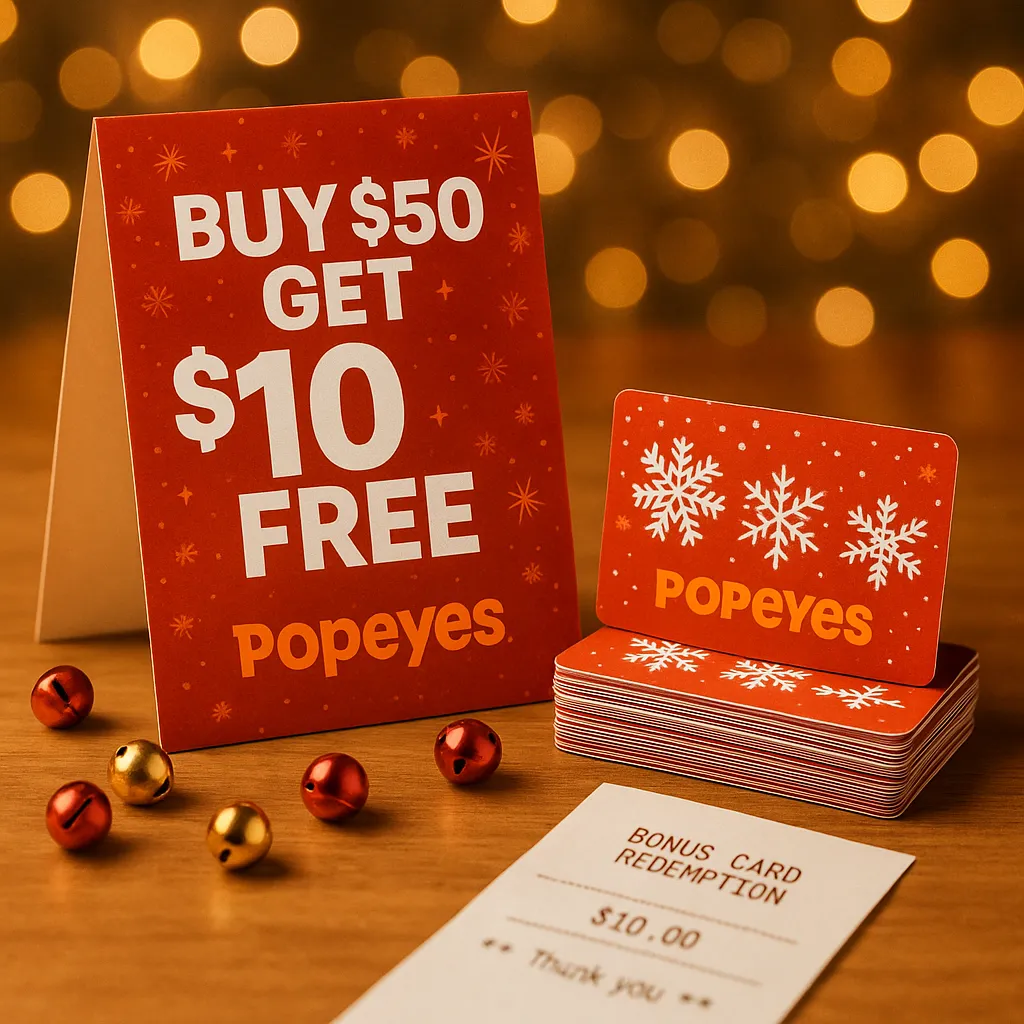 Popeyes holiday gift card promotion with bonus offer