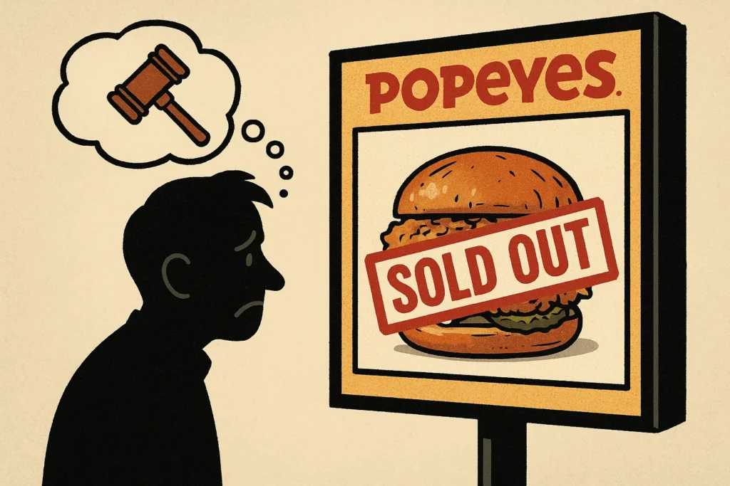 The 2019 Popeyes Chicken Sandwich lawsuit over sold-out shortages.