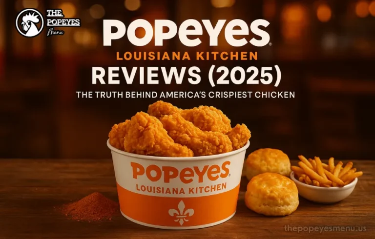 Golden fried chicken from Popeyes Louisiana Kitchen served with biscuits and fries – cover image for Popeyes Louisiana Kitchen Reviews (2025).