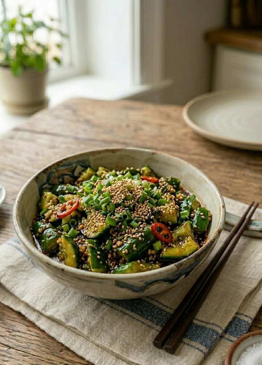 Fun & Textured Smashed Cucumber Salad