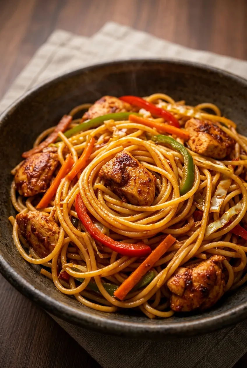 Chicken Spaghetti Recipe (Spicy, Saucy & Better Than Takeout)