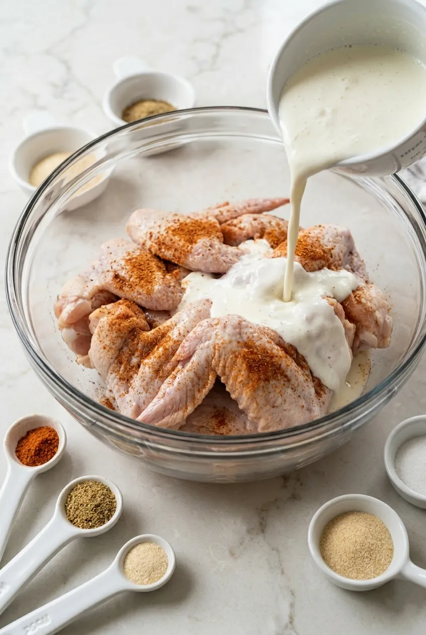 Marination step 2 for the Nashville-Style Hot Chicken Wings Recipe