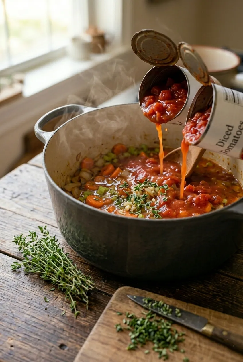 Step 5: Add Tomatoes and Herbs