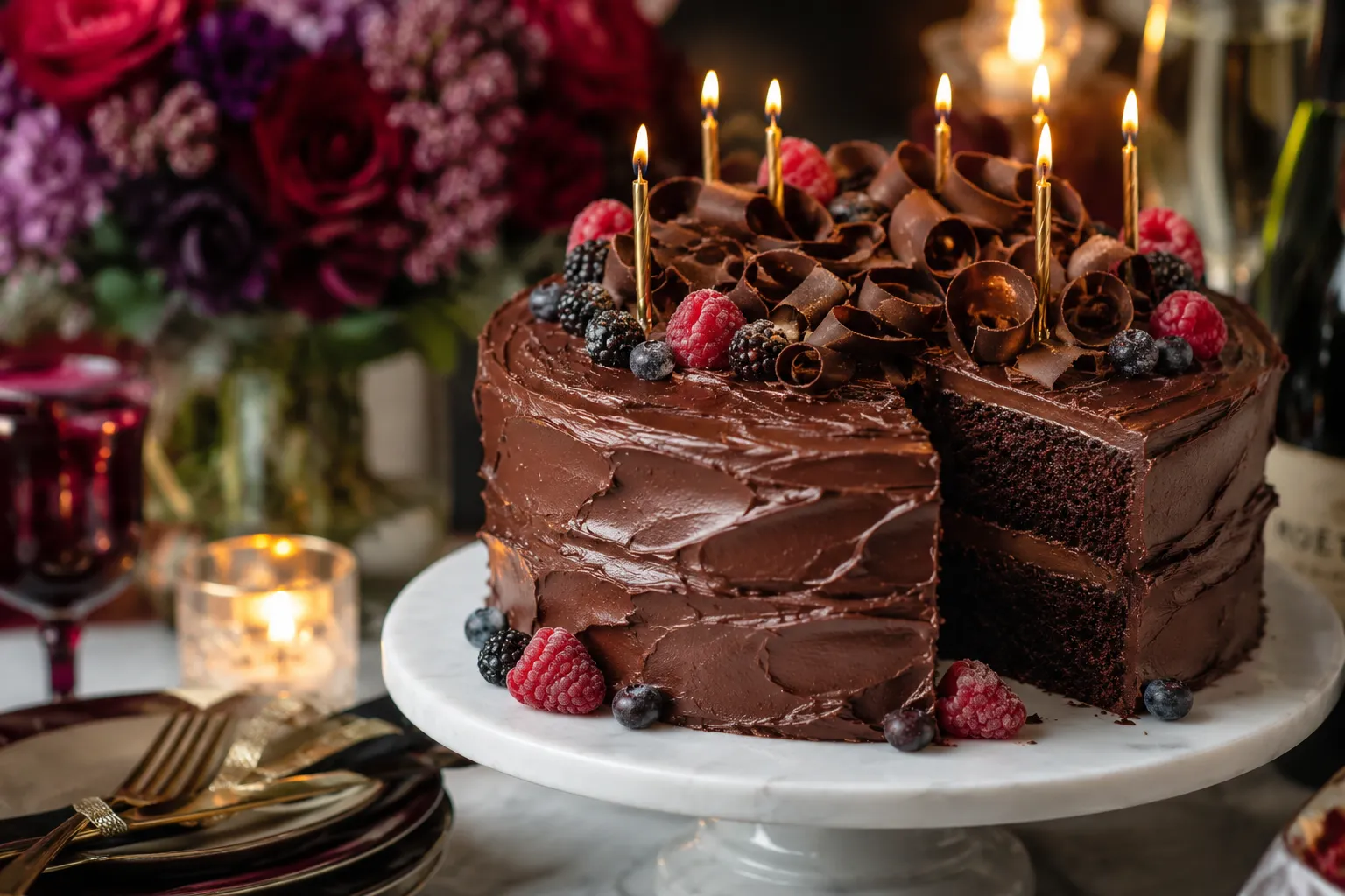 Decadent Double Layer Chocolate Fudge Cake