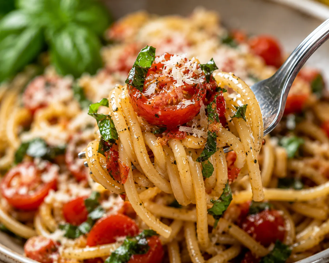 Close-up of Bruschetta Pasta texture