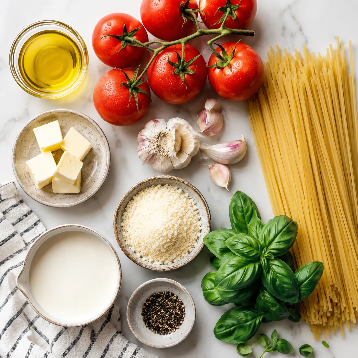 Ingredients for the Creamy Tomato & Garlic Pasta