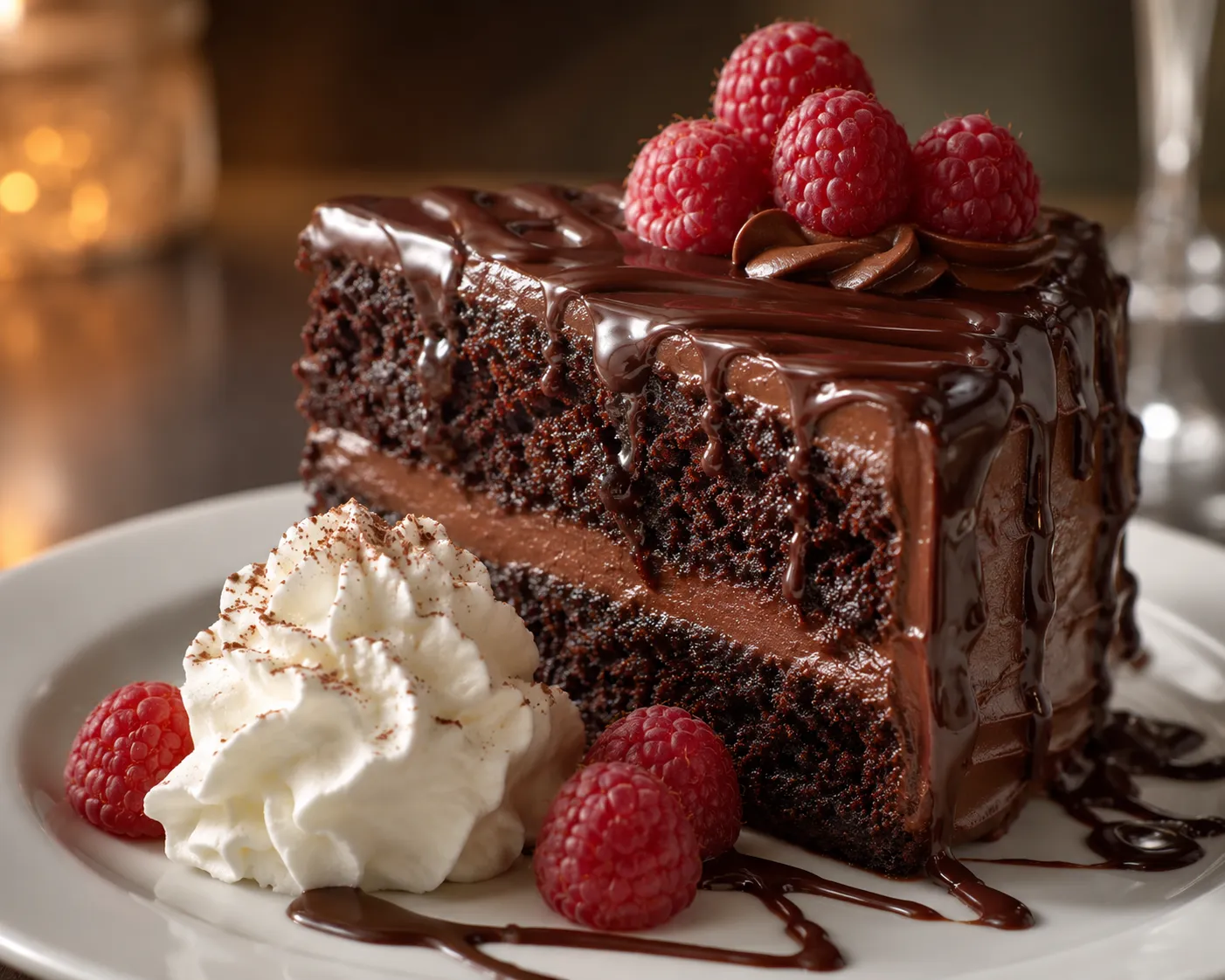 Serving Suggestions of the Double Layer Chocolate Fudge Cake