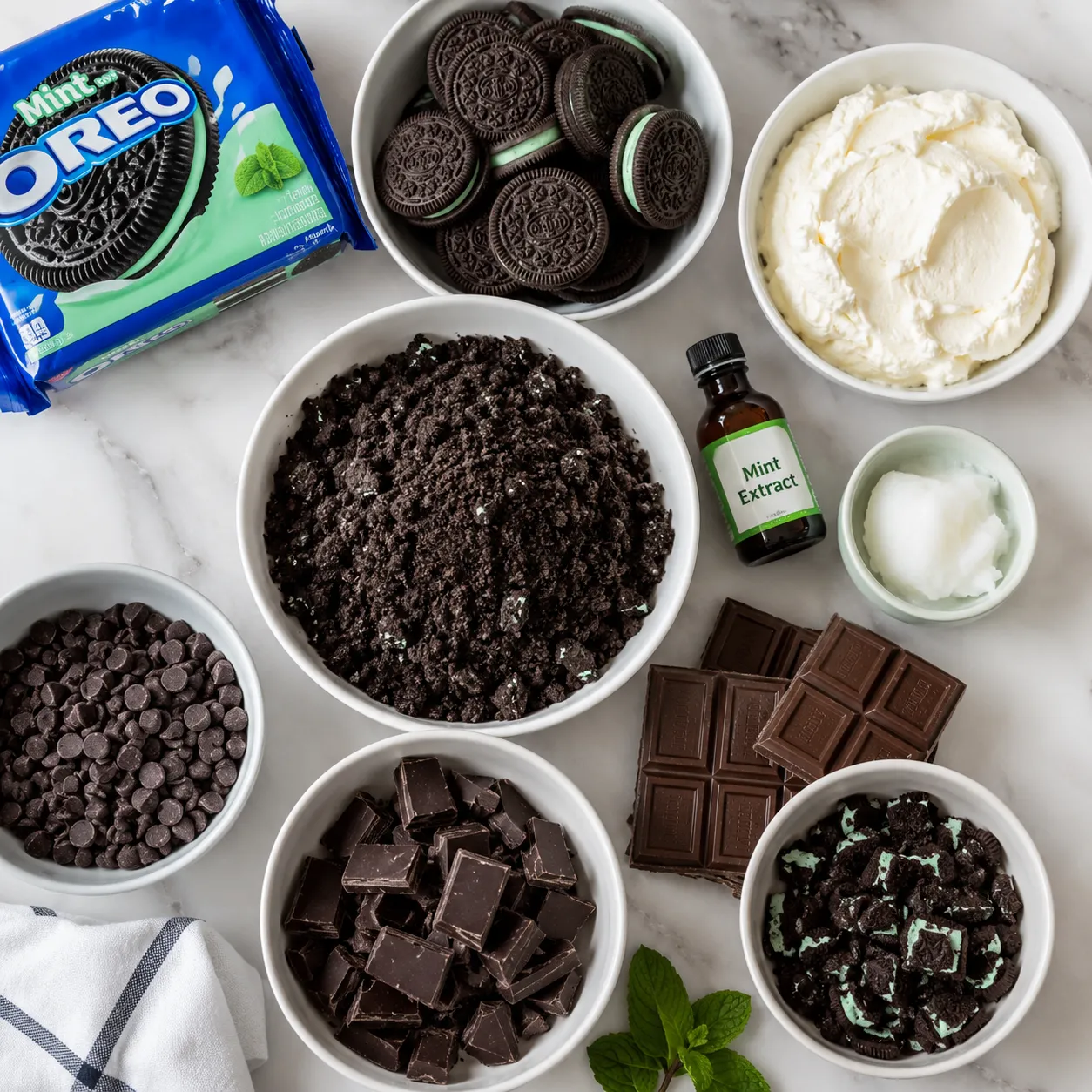 Ingredients for the Mint Oreo Truffles