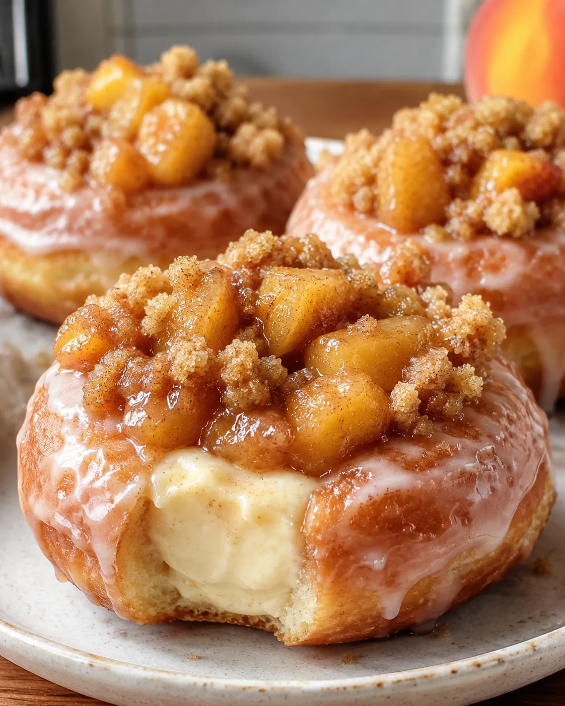 Peach Cobbler Cheesecake Donuts You’ll Want to Make Again
