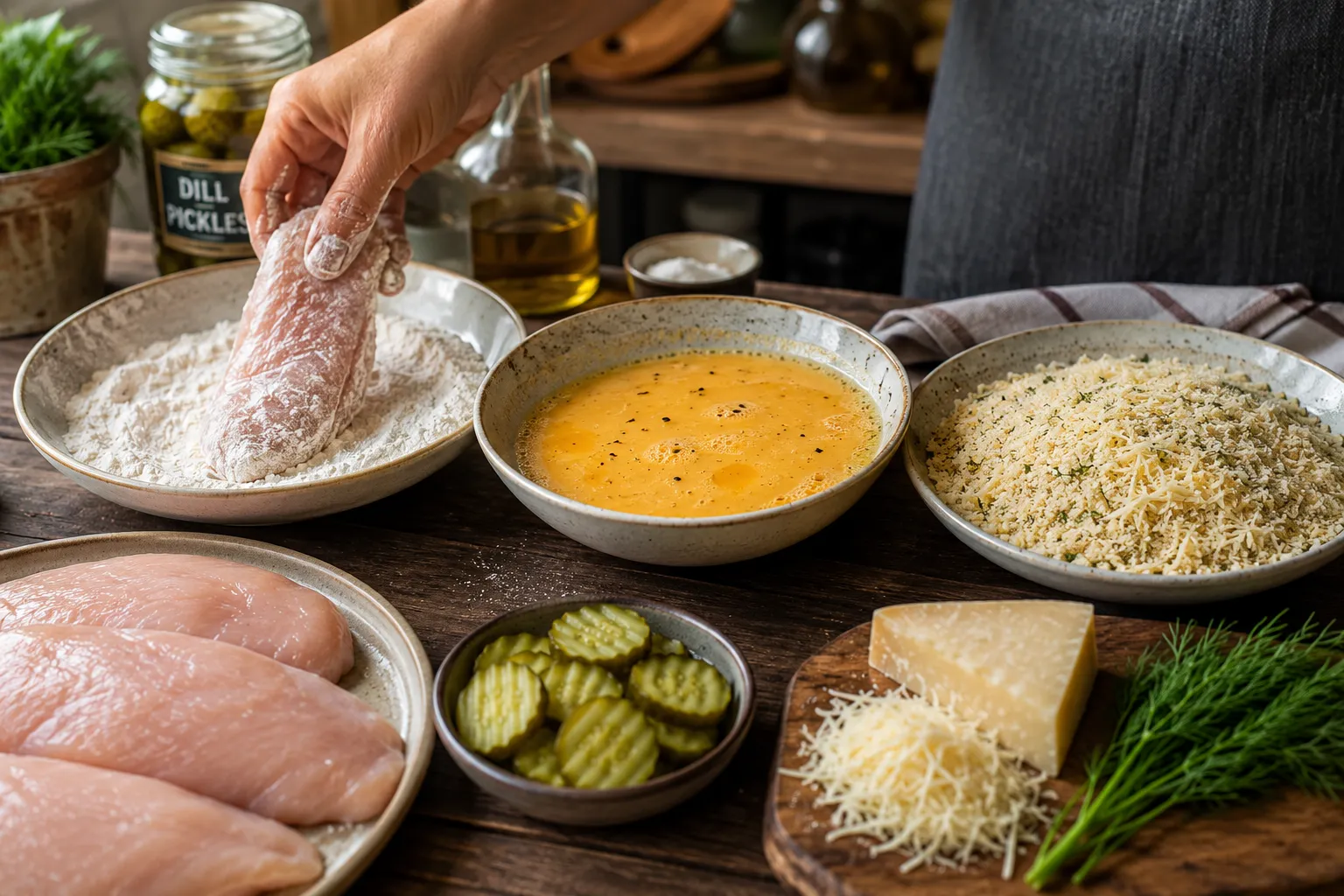 Chicken cutlets coated in parmesan panko breadcrumbs
