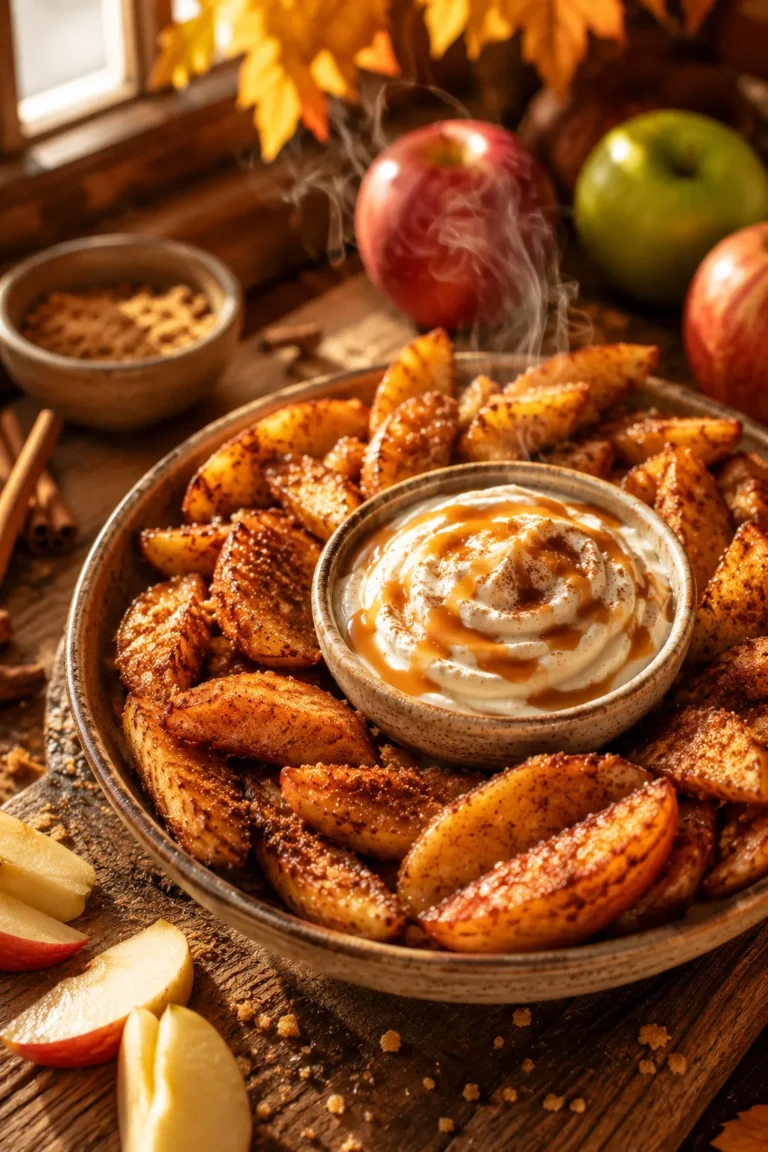 Air Fried Apple Wedges with Caramel Whipped Cream Dipping Sauce | The Ultimate Cooking Guide
