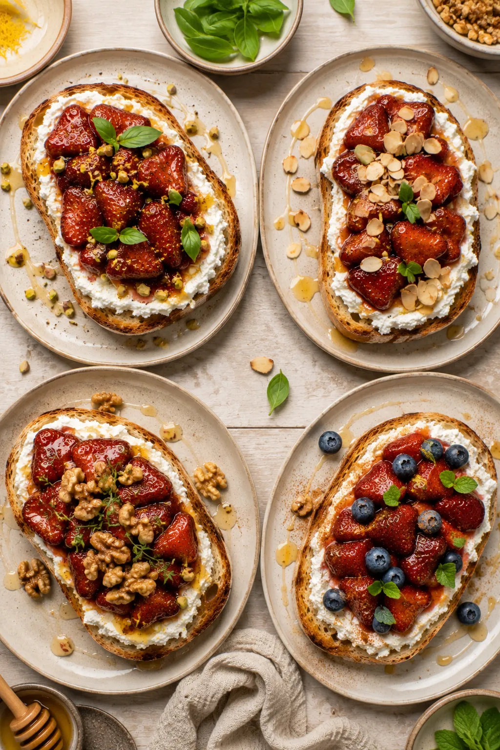Delicious Topping Variations of the Roasted Strawberry Whipped Ricotta Toast
