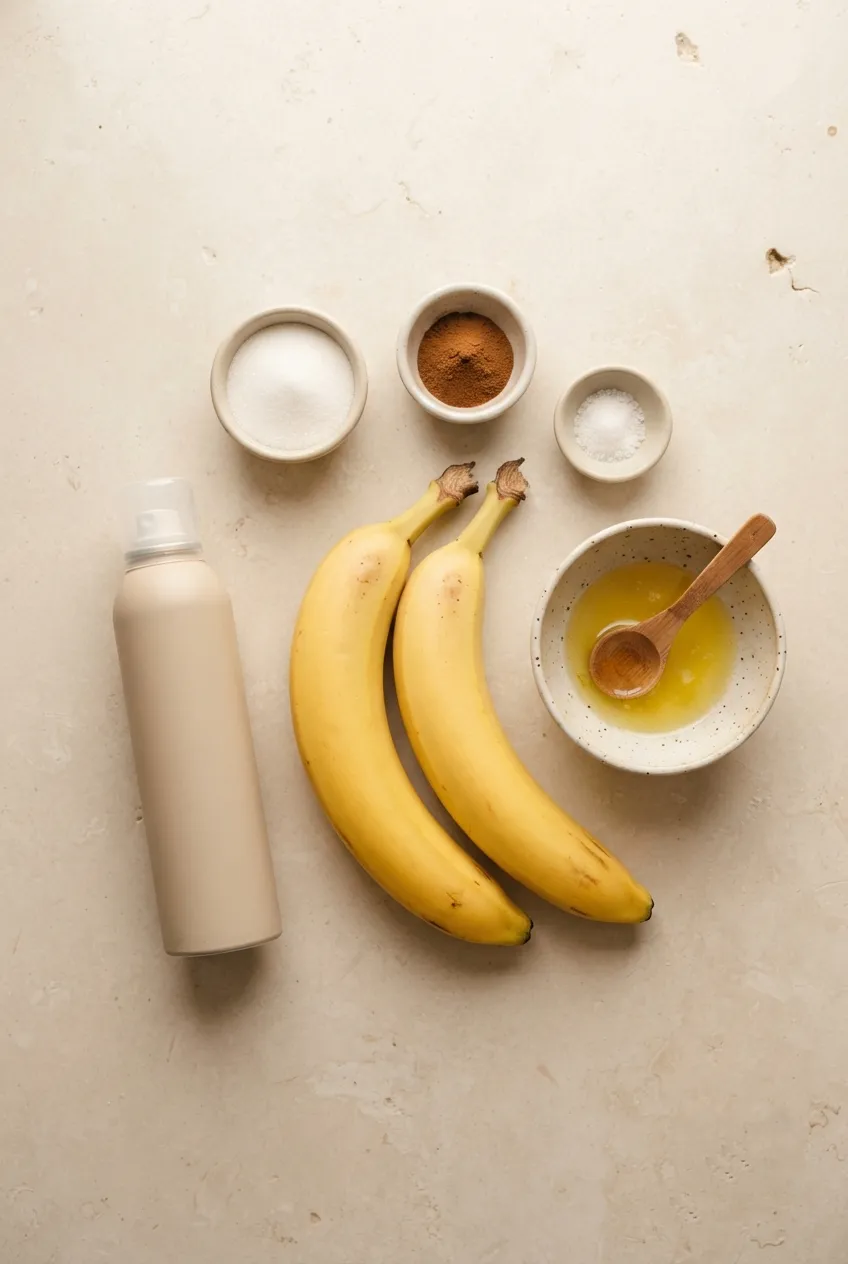 Ingredients for the Cinnamon Sugar Air Fryer Banana Chips